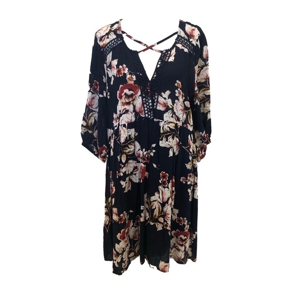 JODIFL Dresses & Skirts - Jodifl Size L peasant baby doll dress. Floral empire balloon sleeve NWT